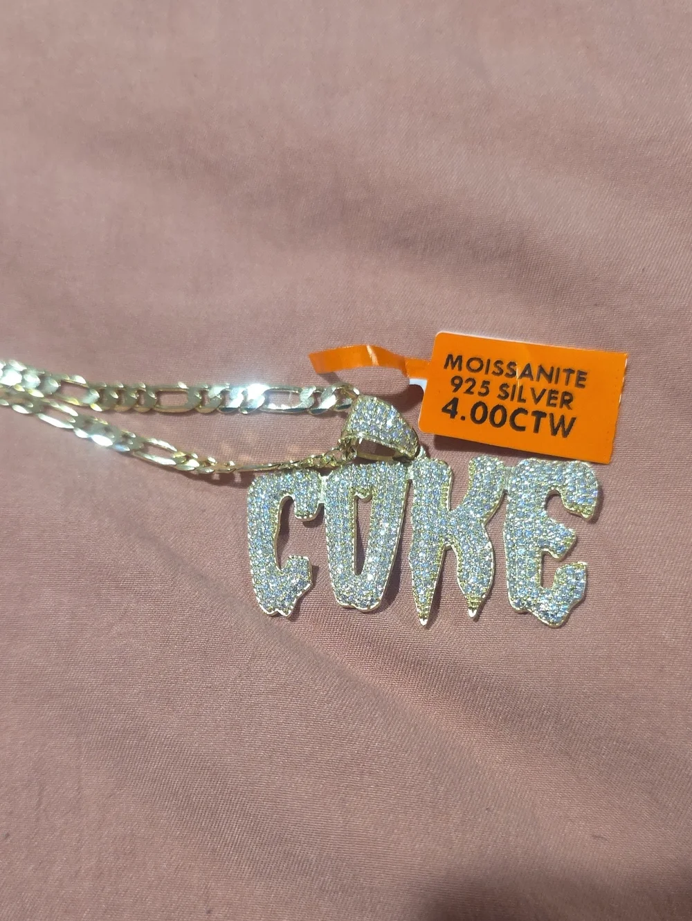 Custom 'COKE' Moissanite 925 Silver Pendant Necklace - 925 Sterling Silver